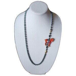 VINTAGE CHINESE HORSE CLOISONNE ENAMEL Hematite BEADS NECKLACE 1940s